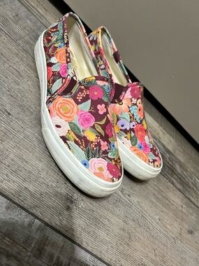 Keds Double Decker Rifle Paper Company Slip-On Sneakers Burgundy floral print